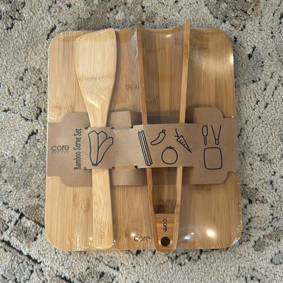 Core Bamboo Wood Serving Utensil and Cutting Board Gift Set - Picture 1 of 6